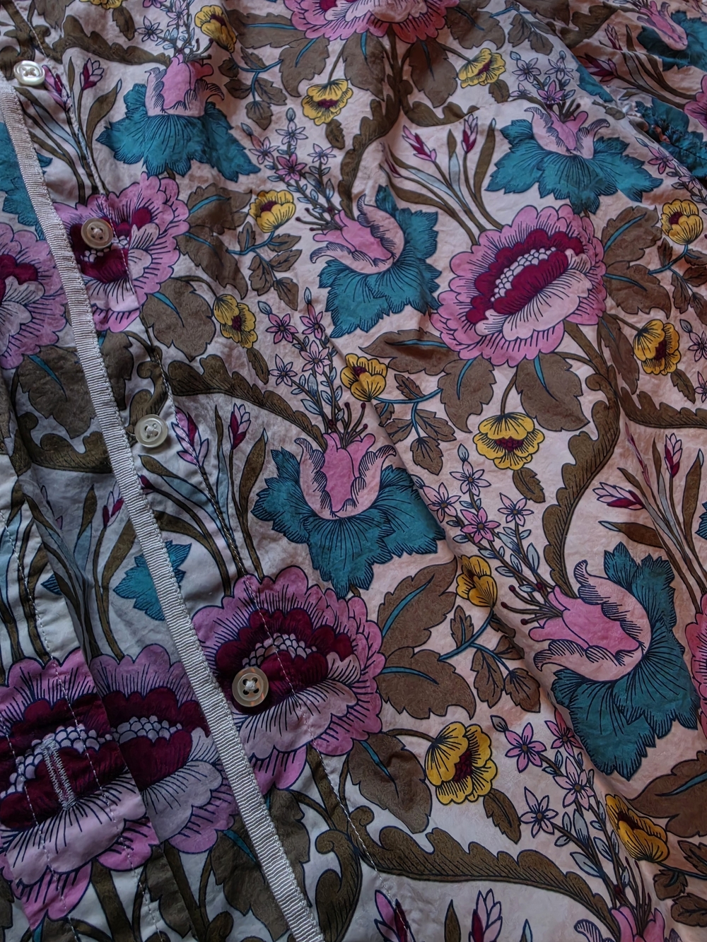 Talbots Autumn Floral Classic Cotton Button Down Shirt Size L - Picture 2 of 4
